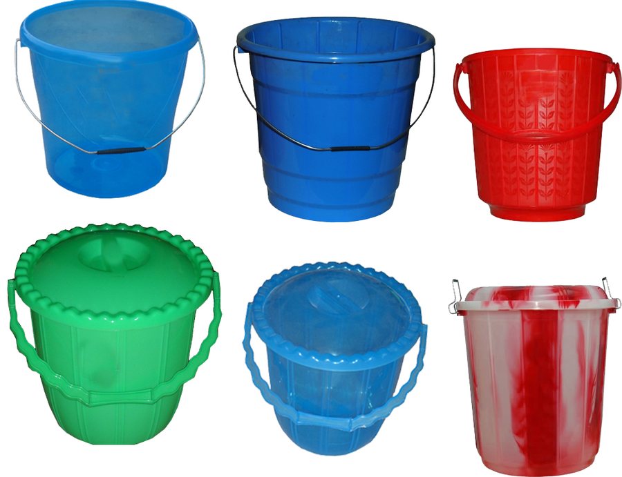 A range of moulded plastic buckets